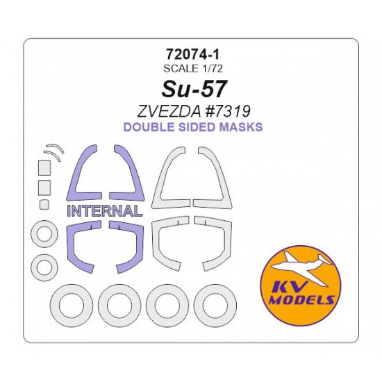 1/72 Su-57 Double-sided Masking w/Wheels Masks for Zvezda #7319