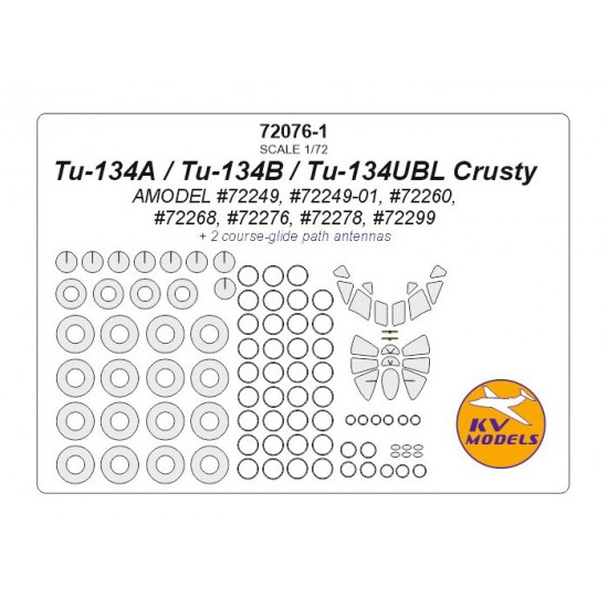 1/72 Tu-134A /B/UBL Crusty Masking for Amodel #72249/-01/72260/72268/72276/72278/72299