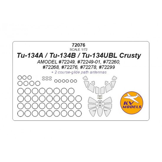 1/72 Tu-134A /B/UBL Crusty Masking for Amodel #72249/-01/72260/72268/72276/72278/72299