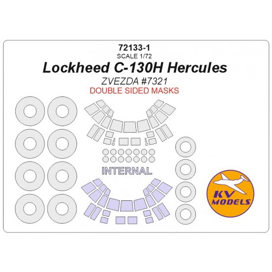 1/72 Lockheed C-130H Hercules Double sided Masking w/Wheels Masks for Zvezda #7321