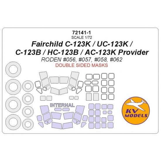 1/72 Fairchild C-123K/UC-123K/C-123B/HC-123B/AC-123K Provider Masking for Roden kits