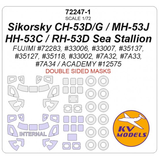 1/72 US CH-53D/G / MH-53J / HH-53C / RH-53D Sea Stallion Masks for Academy/Fujimi