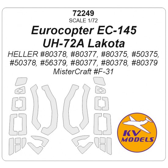 1/72 EU Eurocopter EC 145/UH-72A Lakota Canopies Masks for Heller/Mistercraft