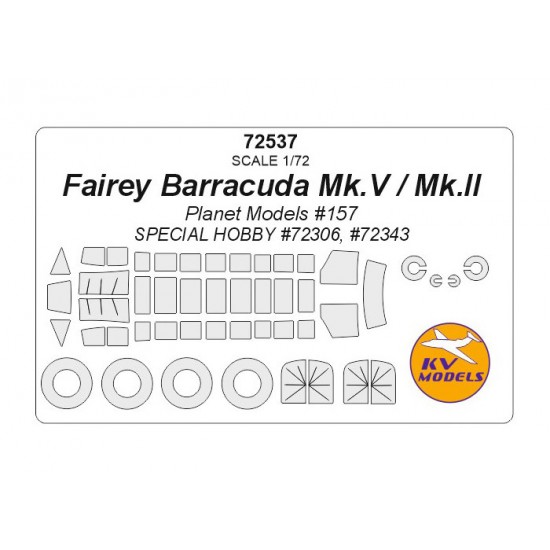 1/72 Fairey Barracuda Mk.V/Mk.II Masking for Planet Models #157/ Special Hobby kits