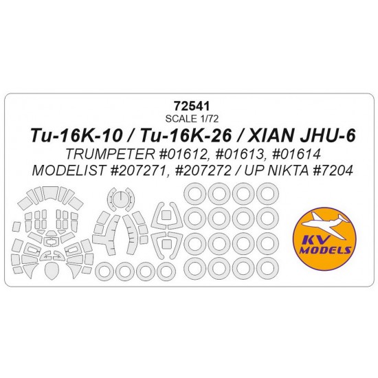 1/72 Tu-16K-10/K-26/XIAN JHU-6 Masking for Trumpeter #01612/13/14, Modelist/Up Nikta