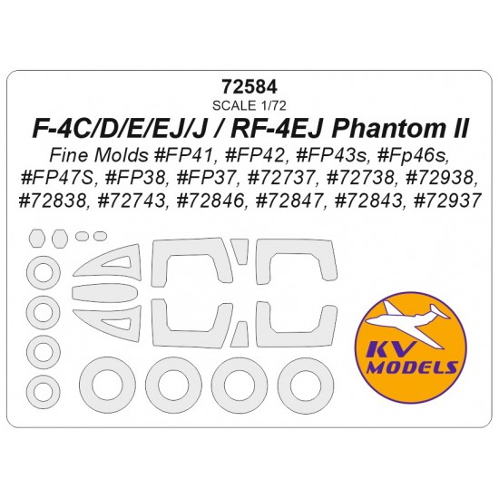 1/72 US F-4C/D/E/EJ/J/RF-4EJ Phantom II Canopies and Wheel Masks for Fine Molds