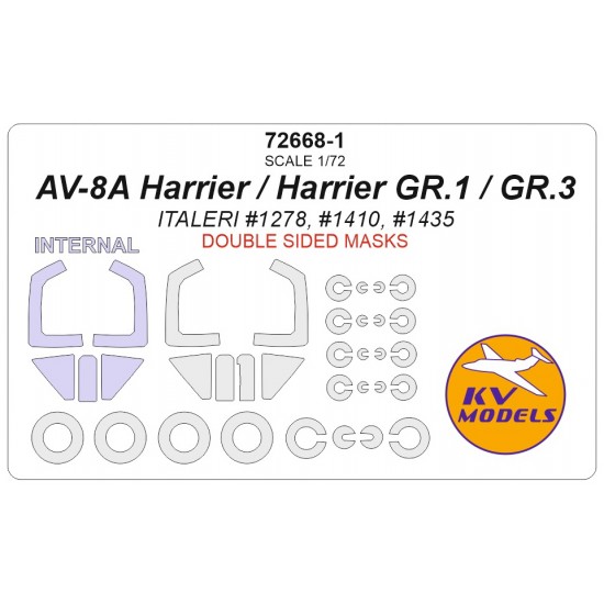 1/72 AV-8A Harrier / GR.1 / GR.3 Double-sided Masks for Italeri #1278 #1410 #1435