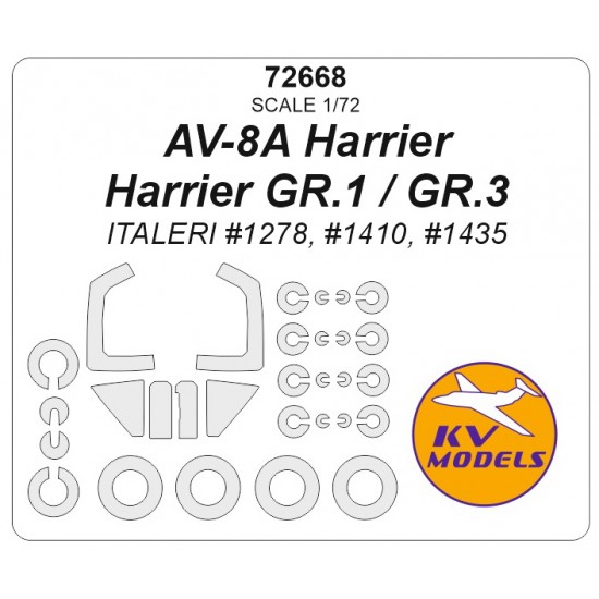 1/72 AV-8A Harrier / Harrier GR.1 / GR.3 Masking for Italeri #1278 #1410 #1435