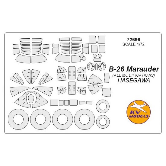 1/72 B-26 Marauder (all modifications) Masking for Hasegawa kits