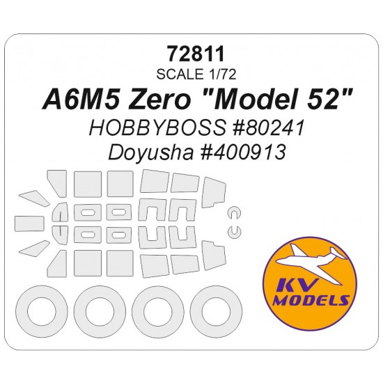 1/72 JP A6M5 Zero Model 52 Canopies and Wheels Masks for Hobbyboss / Doyusha