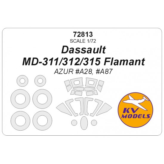 1/72 FR Dassault MD-311/312/315 Flamant Canopies and Wheels Masks for Azur kits