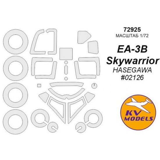 1/72 Douglas EA-3B Skywarrior Masking w/Wheels Masks for Hasegawa kits