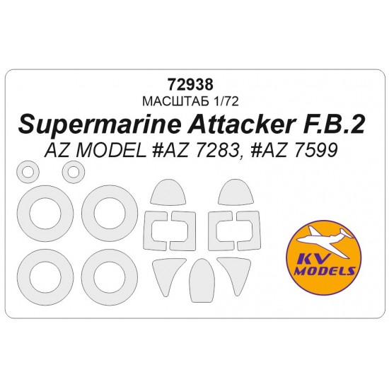 1/72 Supermarine Attacker F.B.2 Masking w/Wheels Masks for AZ Models #7283 kits