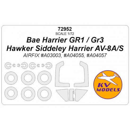 1/72 Bae Harrier GR1/3 /Siddeley Harrier AV-8A/S Masking for Airfix #03003 #04055 #04057