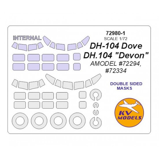 1/72 DH-104 Dove/DH.104 "Devon" Double-sided Masking for Amodel #72294, #72334