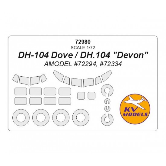 1/72 DH-104 Dove/DH.104 "Devon" Paint Masking for Amodel #72294, #72334