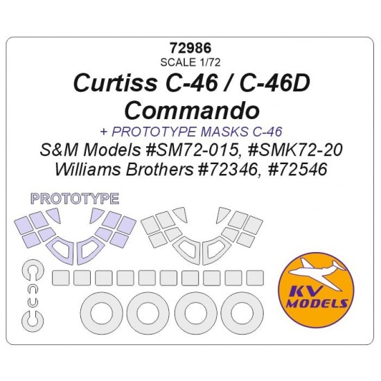 1/72 Curtiss C-46 / D Commando Paint Masking for S&M Models #72-015/72-20/Williams Brothers #72346, #72546