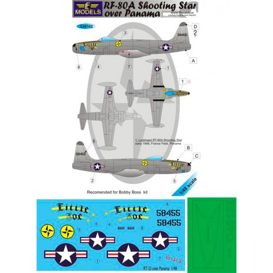 1/48 RF-80A Shooting Star over Panama 1 Decal Option for Hobby Boss kit