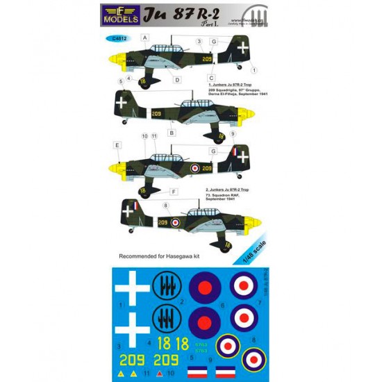 1/48 Junkers Ju87R-2 part I. 2 Decal Options for Hasegawa kit