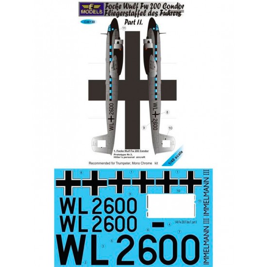 1/48 Focke Wulf Fw 200 Condor F.des F. Part III Decal for Trumpeter/Mono Chrome