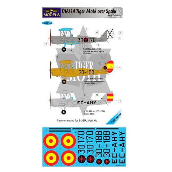 1/48 DH.82A Over Spain 3 Decal Options for SMER/Meng kit