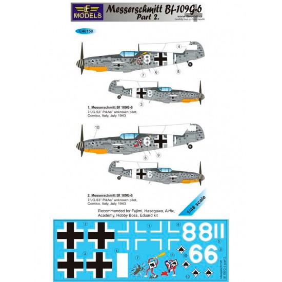 1/48 Bf 109G-6 Comiso cartoon part 2 Decal for Fujimi/Hasegawa/Airfix/Eduard