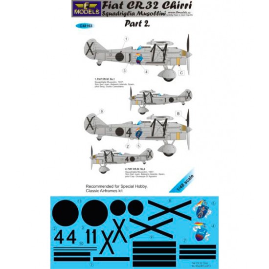 1/48 FIAT CR.32 Squadriglia Musollini part 2. Decal for Special Hobby/Classic Airframes