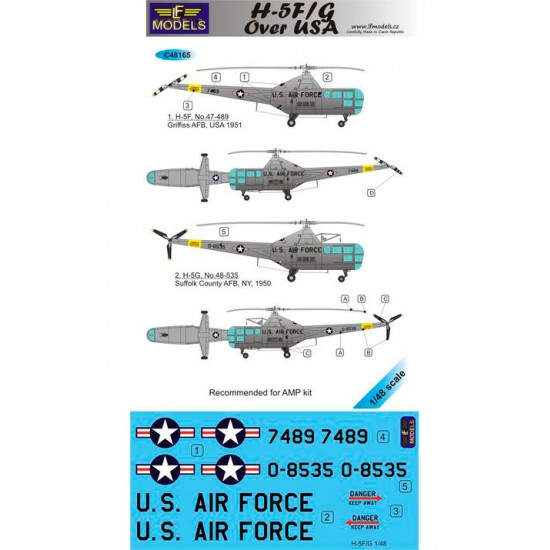 1/48 Sikorsky H-5F/G over USA 2 Decal Options for AMP kit