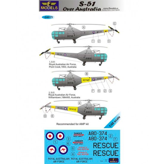 1/48 Sikorsky S-51 over Australia 2 Decal Options for AMP kit