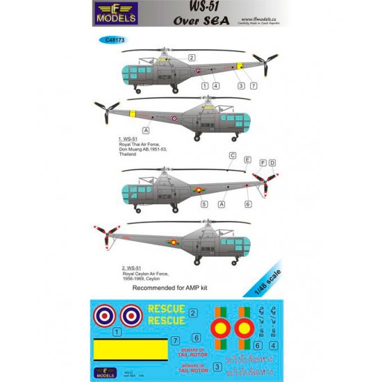 1/48 Westland Sikorsky WS-51 over SEA 2 Decal Options for AMP kit