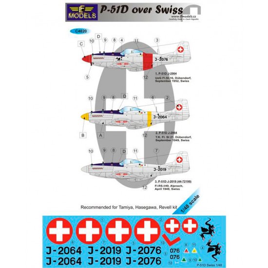 1/48 P-51D over Swiss 3 Decal Options for Tamiya/Hasegawa/Revell/Eduard kit