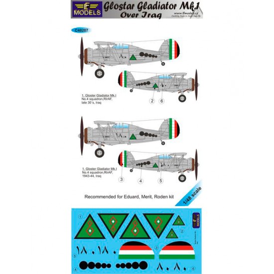 1/48 Gloster Gladiator Mk.I over Iraq Decal for Eduard/Merit/Roden kit