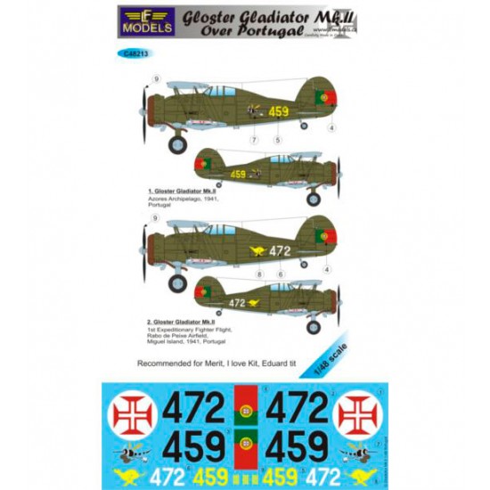 1/48 Gloster Gladiator MK.II over Portugal Decal for Merit/I love Kit/Eduard