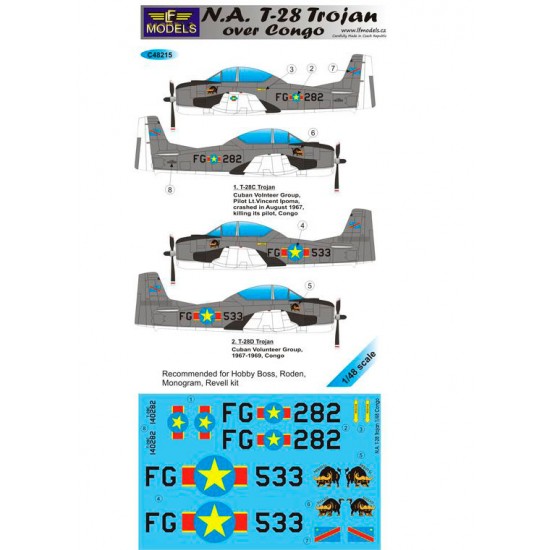 1/48 N.A. T-28 Trojan over Congo Decal for Hobby Boss/Revell/Roden/Monogram kit