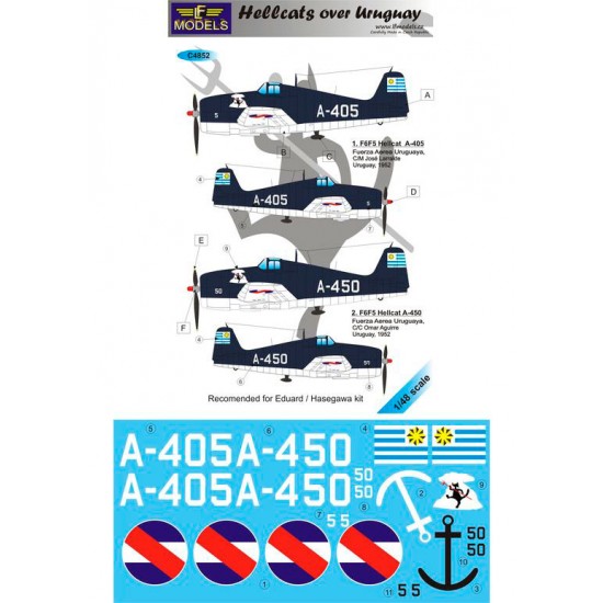 1/48 F6F5 Hellcat over Uruguay 2 Decal Options for Eduard/Hasegawa kit