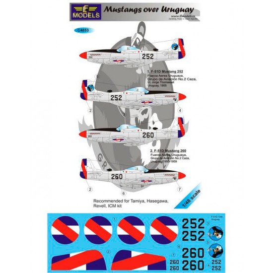 1/48 F-51D Mustangs over Uruguay Decal for Tamiya/Hasegawa/Revell/ICM/Eduard