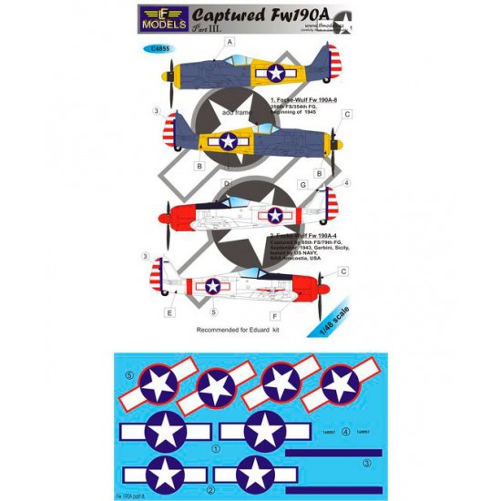 1/48 Captured Fw 190A part III. 2 Decal Options for Eduard kit