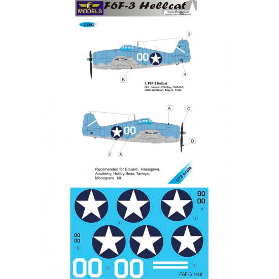 1/48 F6F-3 Hellcat from Yorktown Decal for Eduard/Hasegawa/Academy/Hobby Boss/Taymia