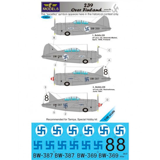 1/48 Brewster Model 239B over Finland Decal for Tamiya, Special Hobby kit