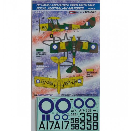 1/48 De Havilland DH.82A Tig.Moth Mk.II RAAF III Decal for Smer, Marit kit