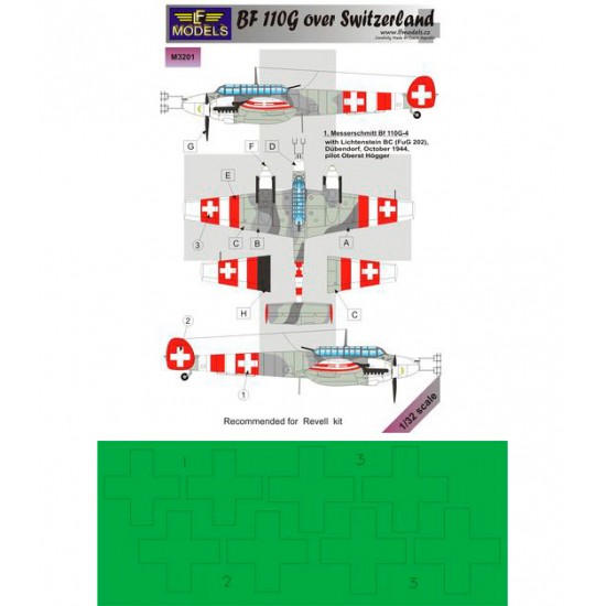 1/32 Bf 110G over Switzerland Mask (1 marking option) for Revell kit