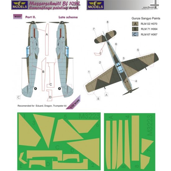 1/32 Messerschmitt Bf 109E Late scheme pt.II. Camo Mask for Eduard/Dragon/Trumpeter