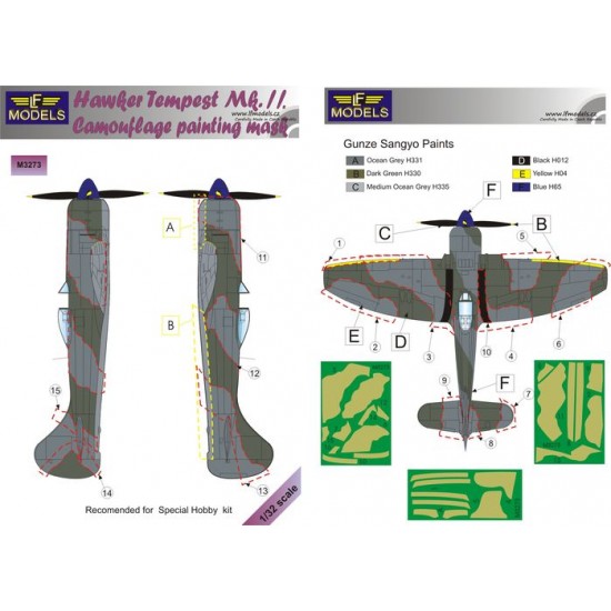 1/32 Hawker Tempest Mk.II Camouflage Painting Mask for Special Hobby kit.