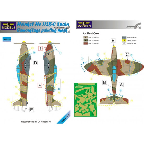 1/48 Heinkel He 112 over Spain Camouflage painting mask for LF Models kit