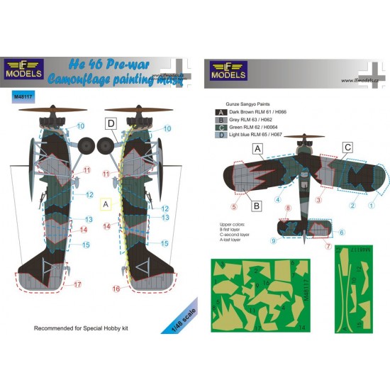 1/48 He 46 Prewar Camouflage Painting Mask for Special Hobby kit