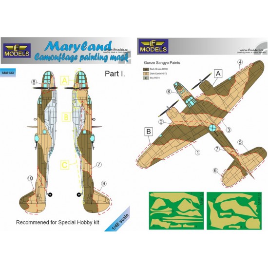 1/48 Maryland Camo Painting Mask pt.I. Camo Painting Mask for Special Hobby.