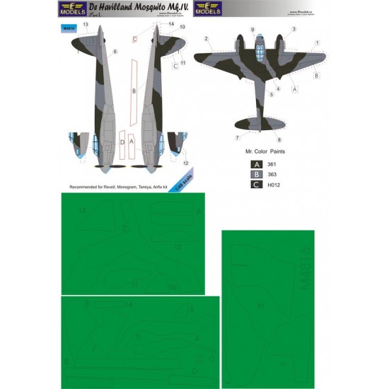 1/48 D.H. Mosquito Mk. IV part I. Camo Masks for Revell/Tamiya/Airfix/Monogram