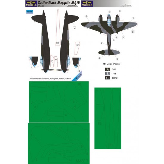 1/48 D.H. Mosquito Mk. IV part II. Camo Masks for Revell/Tamiya/Airfix/Monogram