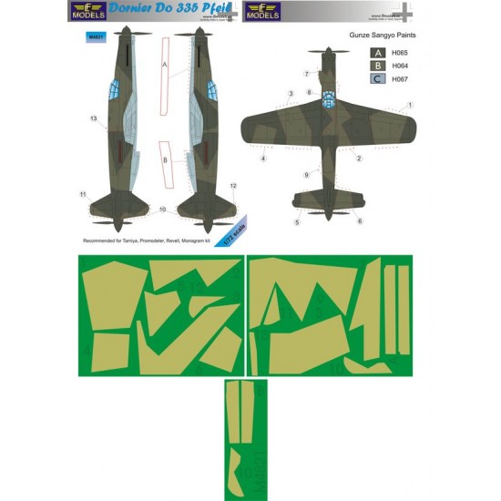 1/48 Dornier Do 335 Pfeil Camo Mask for Tamiya/Promodeler/Revell/Monogram kit