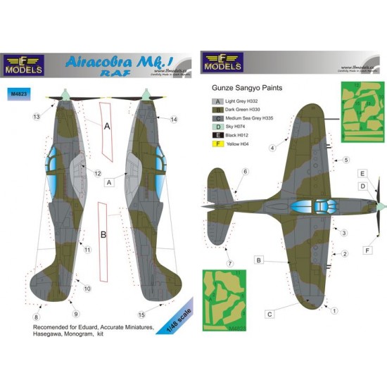 1/48 Bell Airacobra Mk. I RAF Camo Masks for Eduard/Hasegawa/Monogram/kit